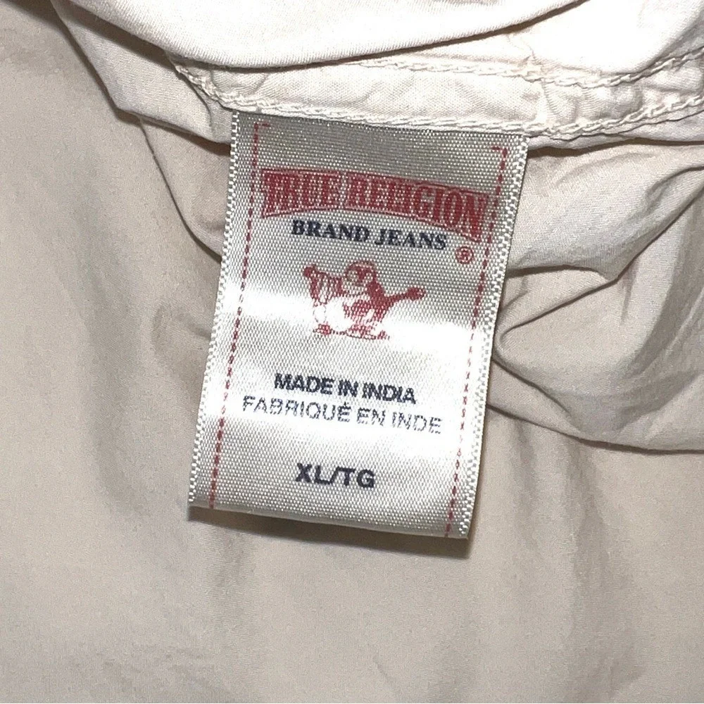 Vintage Man's rugged True Religion cotton Button down shirt Beige‎ XL
